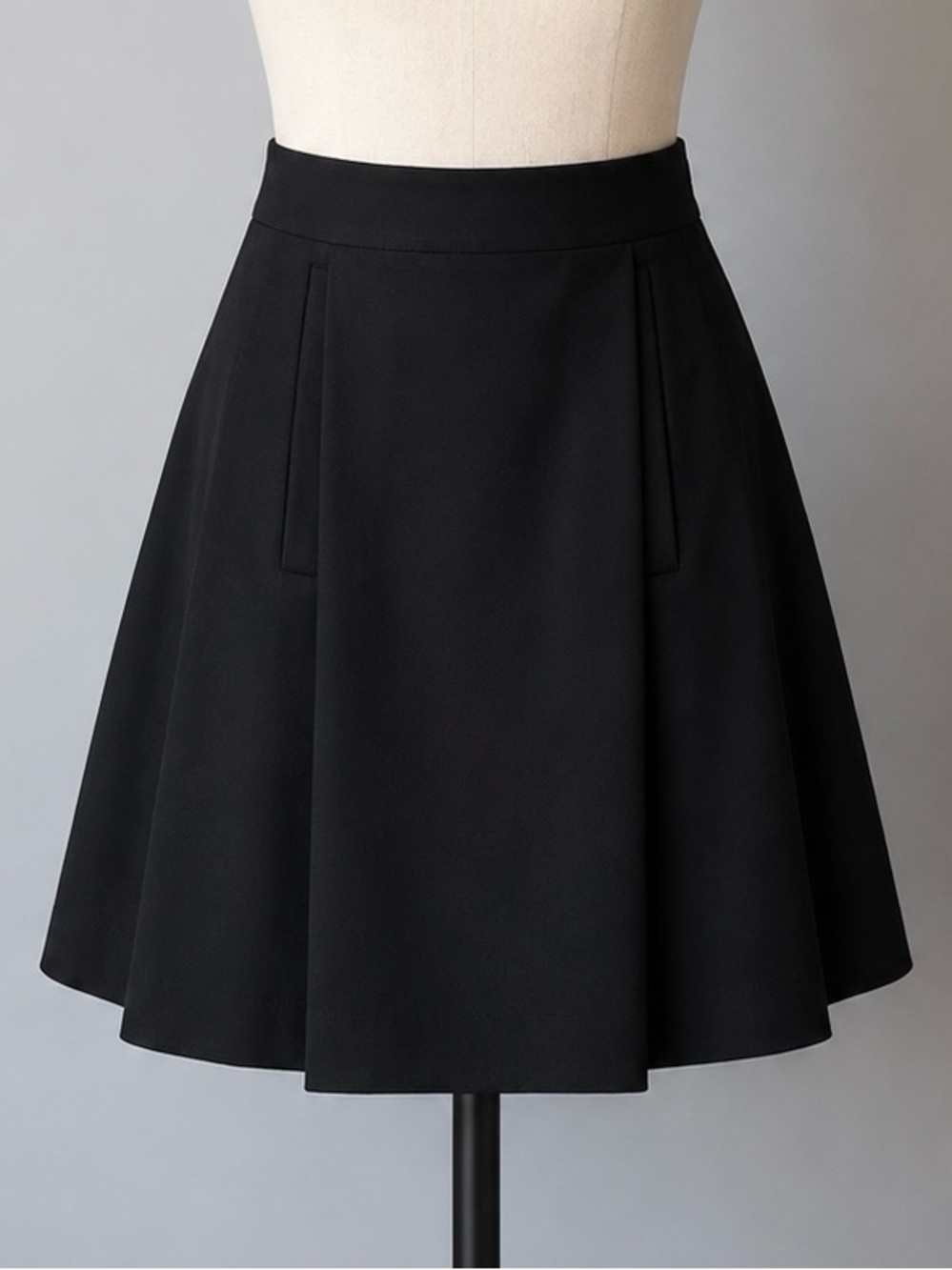 THEORY Black Pleated Wool Mini Skirt Front Pocket Size 0